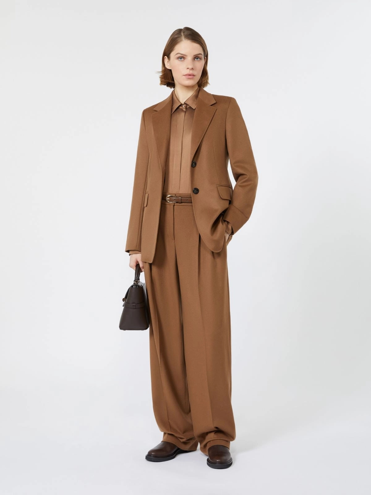 STUDIO<BR/>Camicia maschile in raso di seta - Cuoio MSTXERO 094 MAX MARA STUDIO 