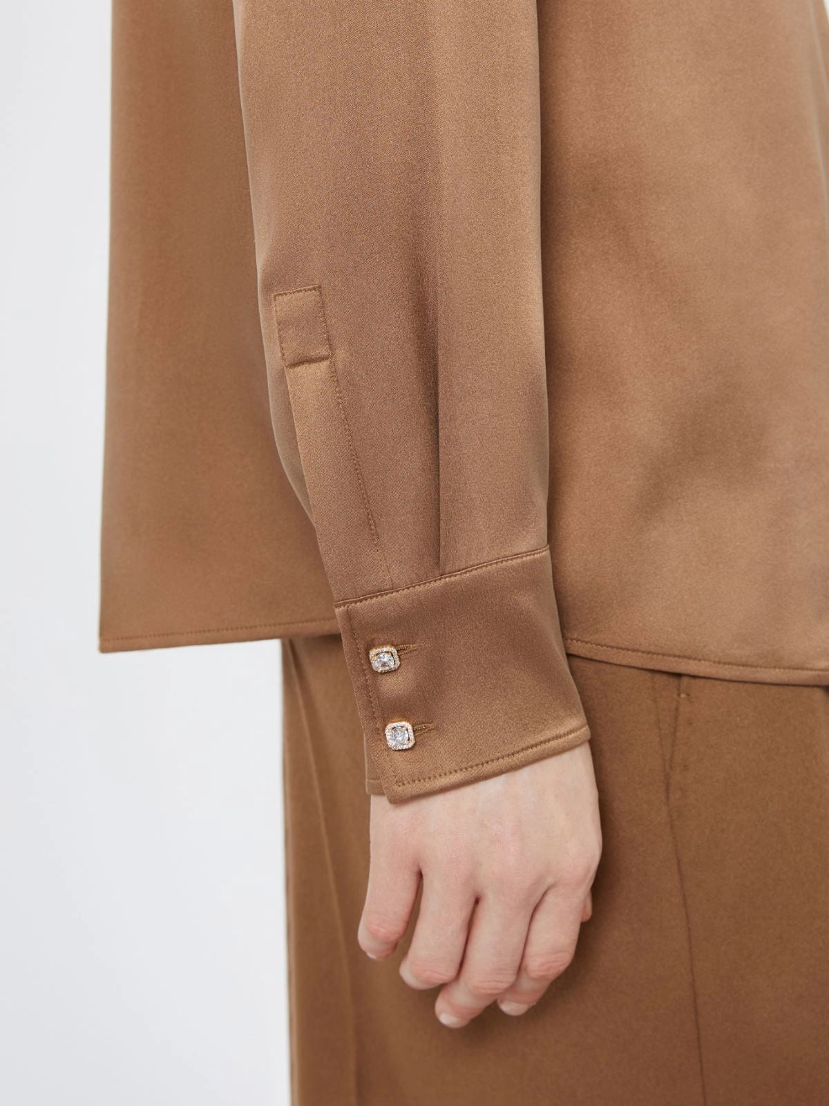 STUDIO<BR/>Camicia maschile in raso di seta - Cuoio MSTXERO 094 MAX MARA STUDIO 
