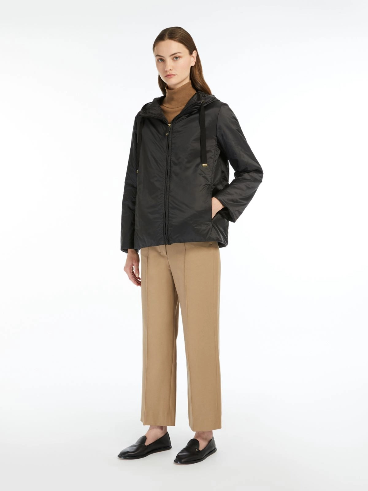 MAX MARA THE CUBE<BR/>Giacca imbottita con cappuccio in tela antigoccia - Nero GREENH 009 MAX MARA THE CUBE 