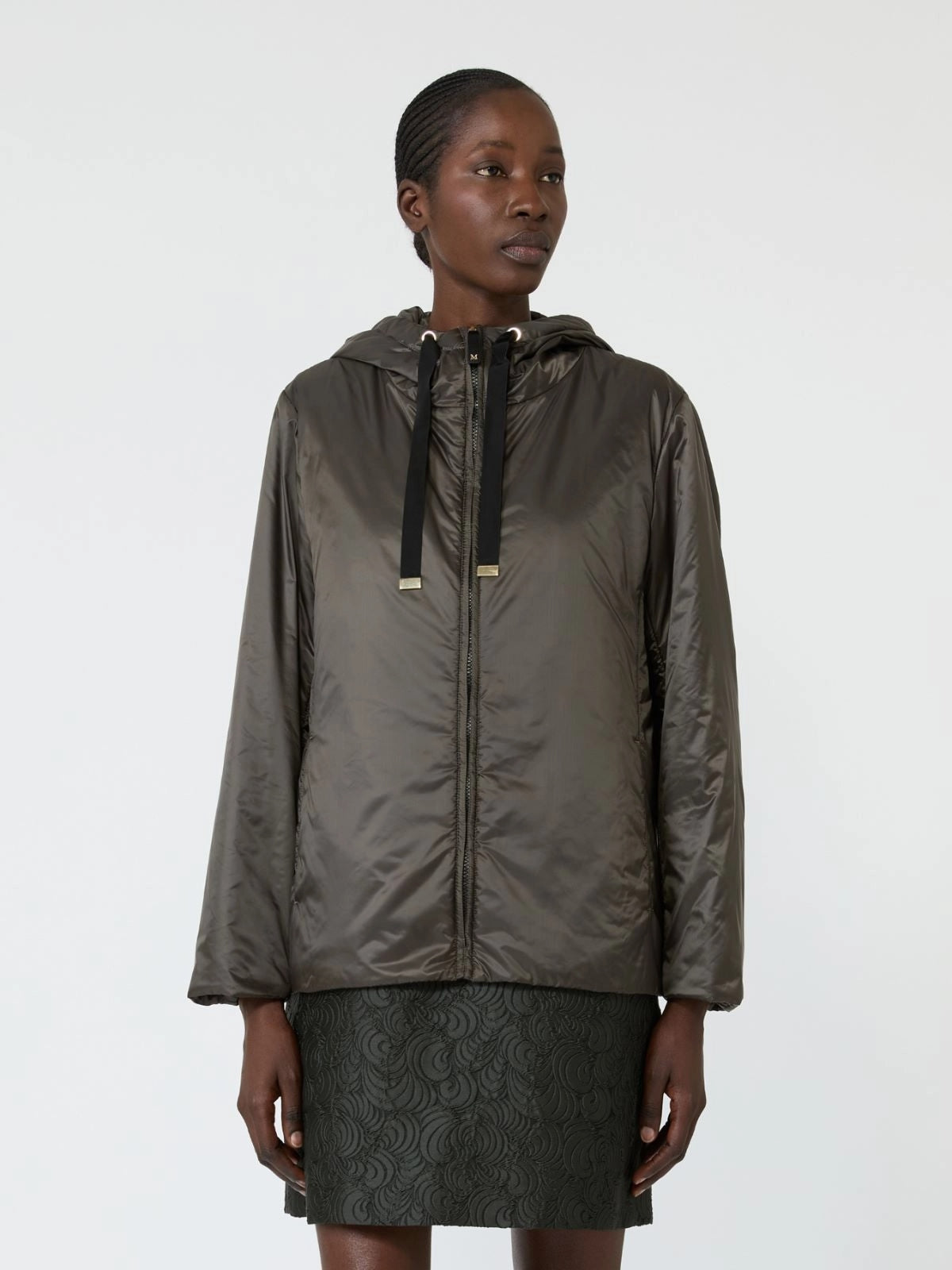 MAX MARA THE CUBE<BR/>Giacca imbottita con cappuccio in tela antigoccia - Nero GREENH 032 MAX MARA THE CUBE 