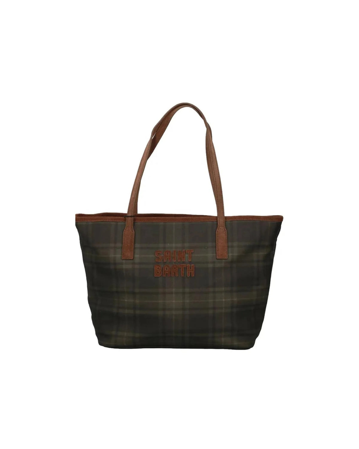 Borsa Medium Cityverde tartan in tessuto cerato con ricamo logo CBMID003 00405M MC2 SAINT BARTH 