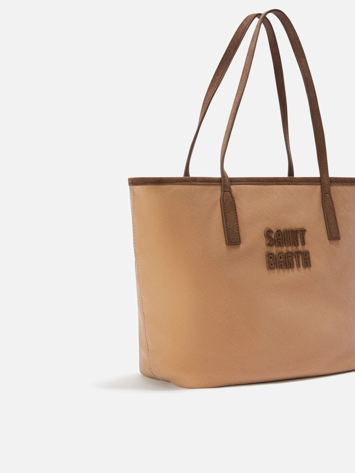 Borsa Medium City nocciola in tessuto cerato con ricamo logo<BR/> CBMID003 01015M MC2 SAINT BARTH 