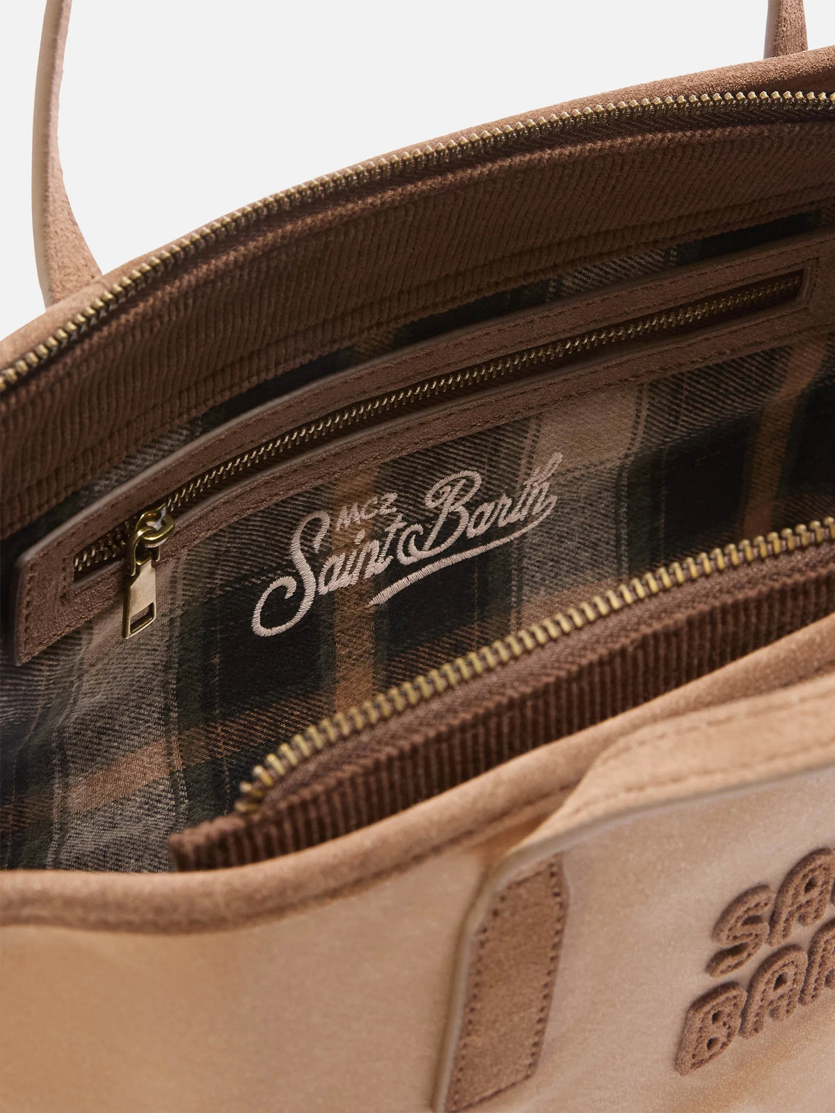 Borsa Medium City nocciola in tessuto cerato con ricamo logo<BR/> CBMID003 01015M MC2 SAINT BARTH 