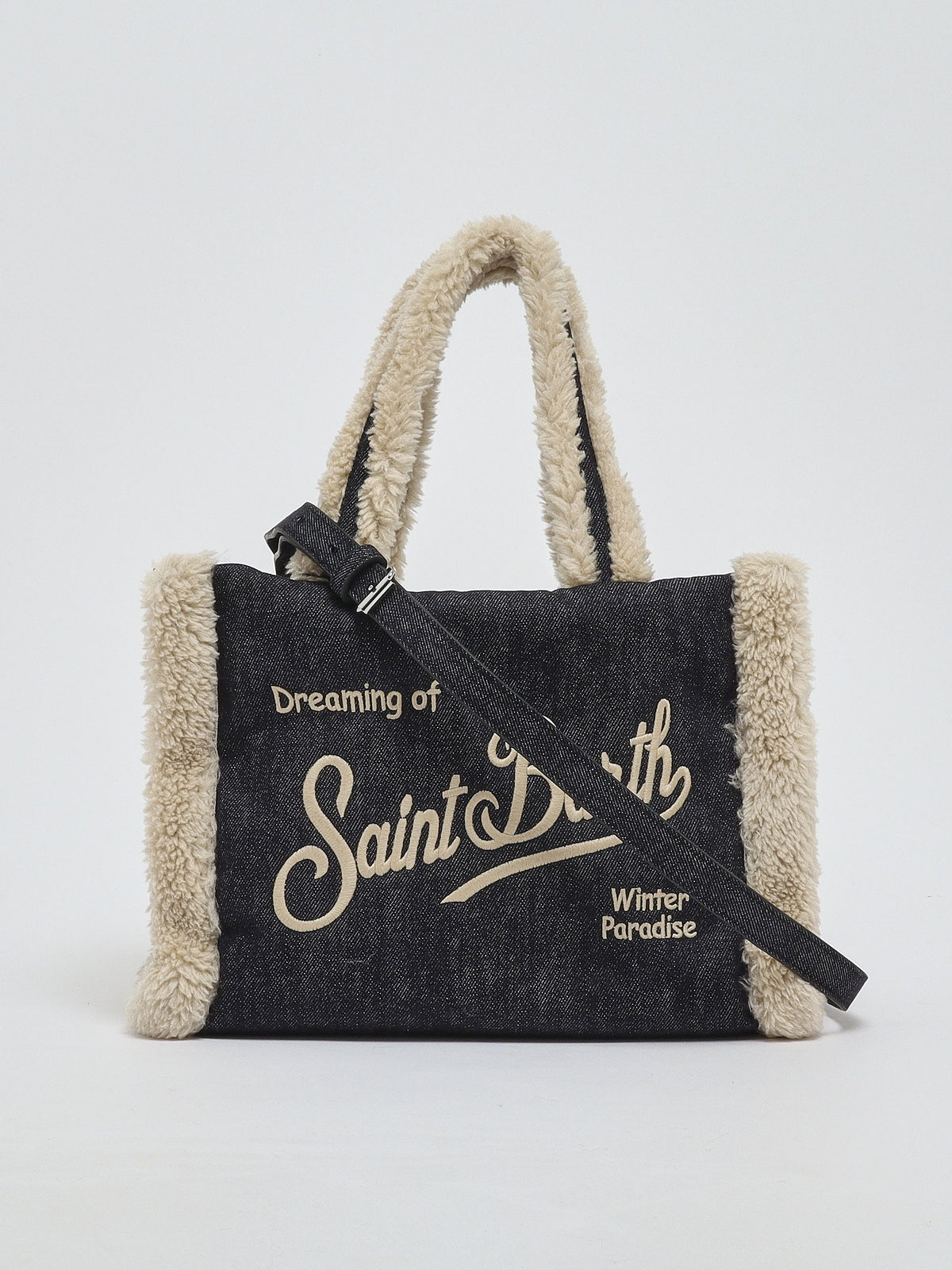 Borsa donna Colette in denim e pelliccia sintetica COL0031 00144M MC2 SAINT BARTH 