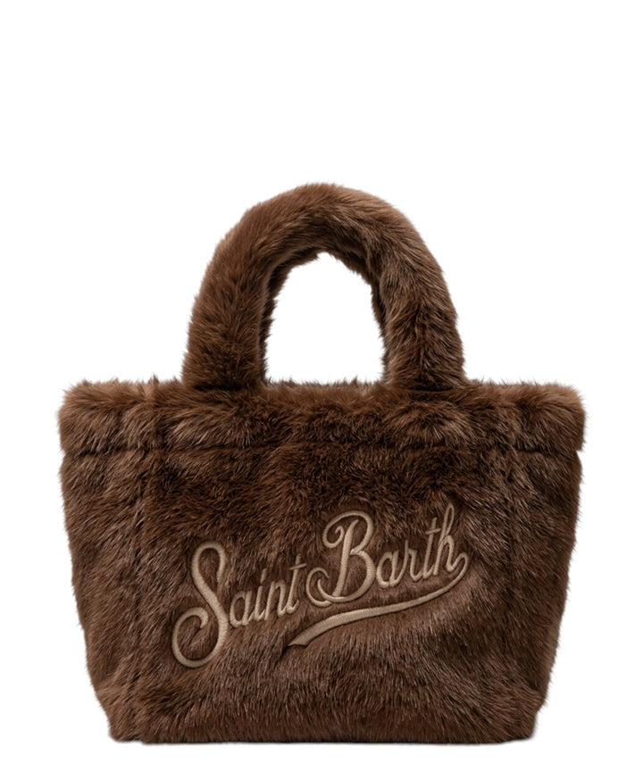 Borsa Colette marrone effetto pelliccia con ricamo logo COL0033 00217M MC2 SAINT BARTH 