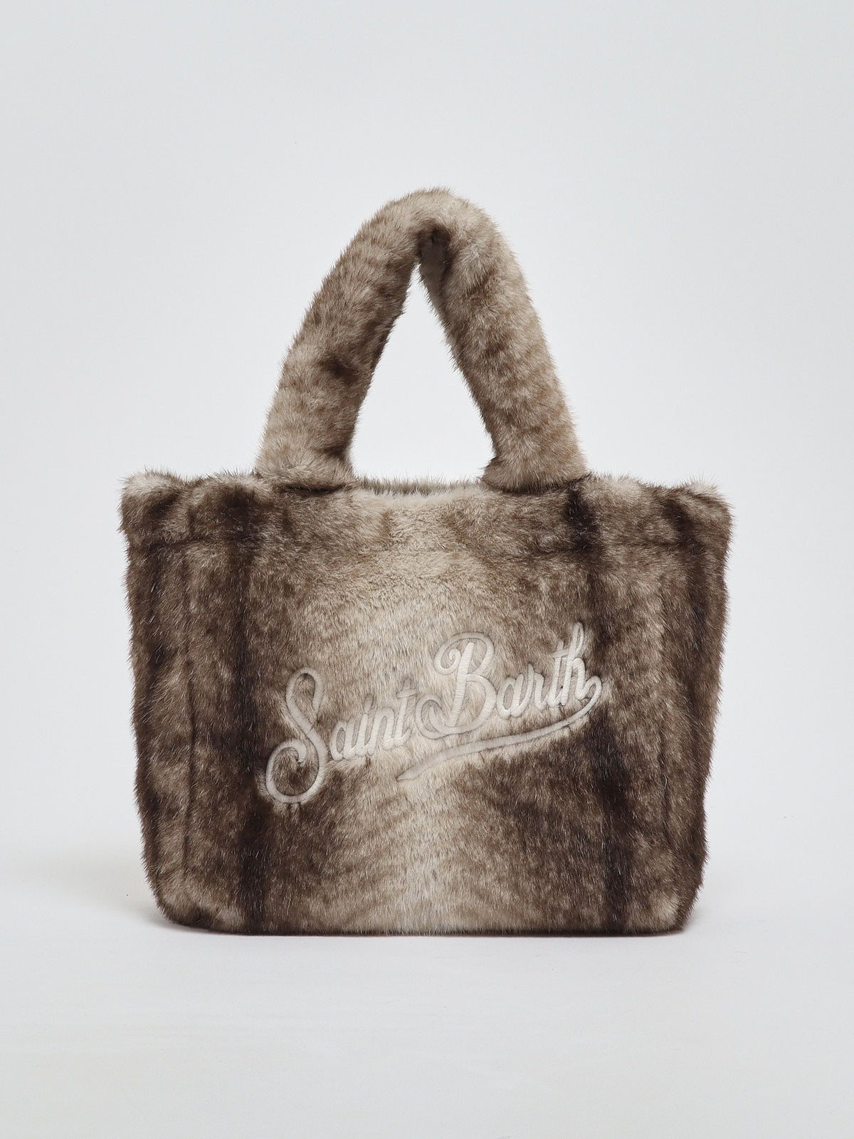Borsa Colette grigia effetto pelliccia con ricamo logo<BR/> COL0033 00220M MC2 SAINT BARTH 