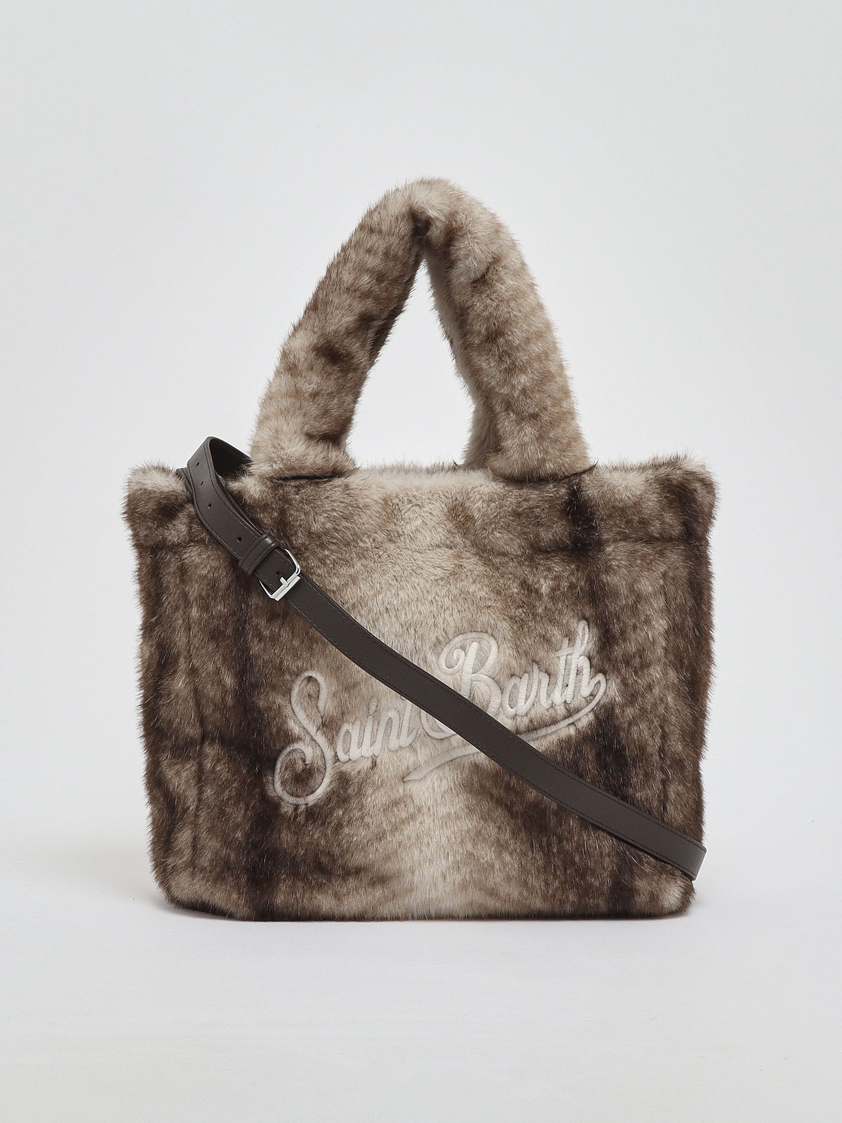 Borsa Colette grigia effetto pelliccia con ricamo logo<BR/> COL0033 00220M MC2 SAINT BARTH 
