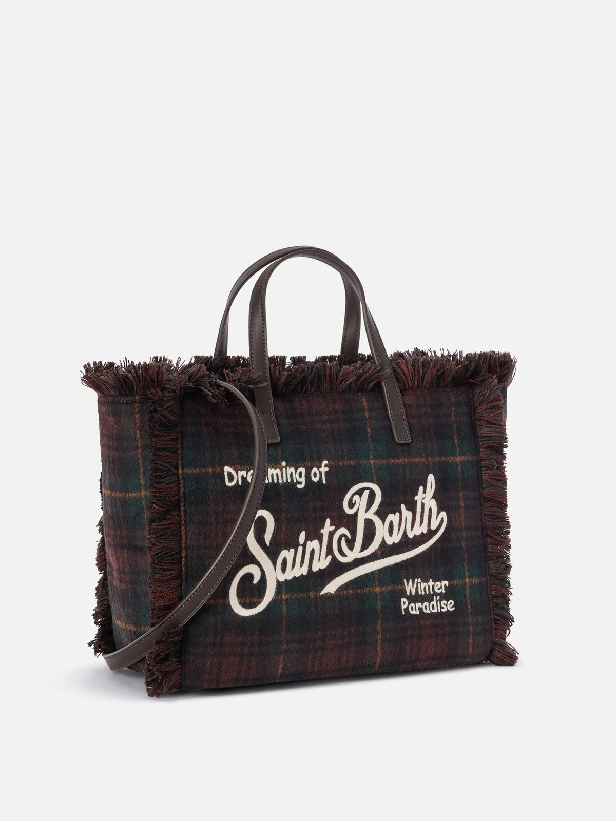 Borsa Colette in lana con motivo tartan<BR/> COL0045 00468M MC2 SAINT BARTH 