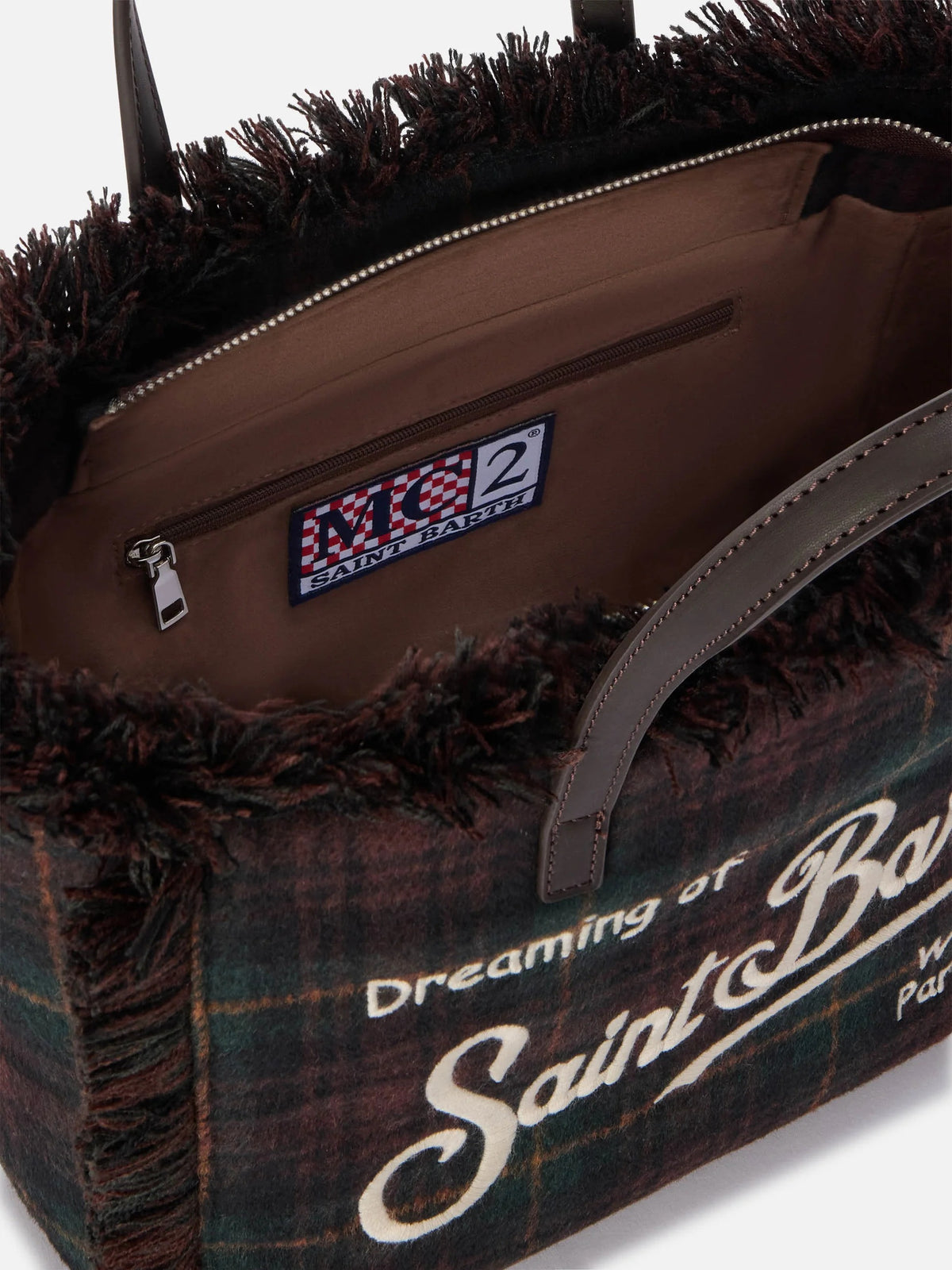 Borsa Colette in lana con motivo tartan<BR/> COL0045 00468M MC2 SAINT BARTH 
