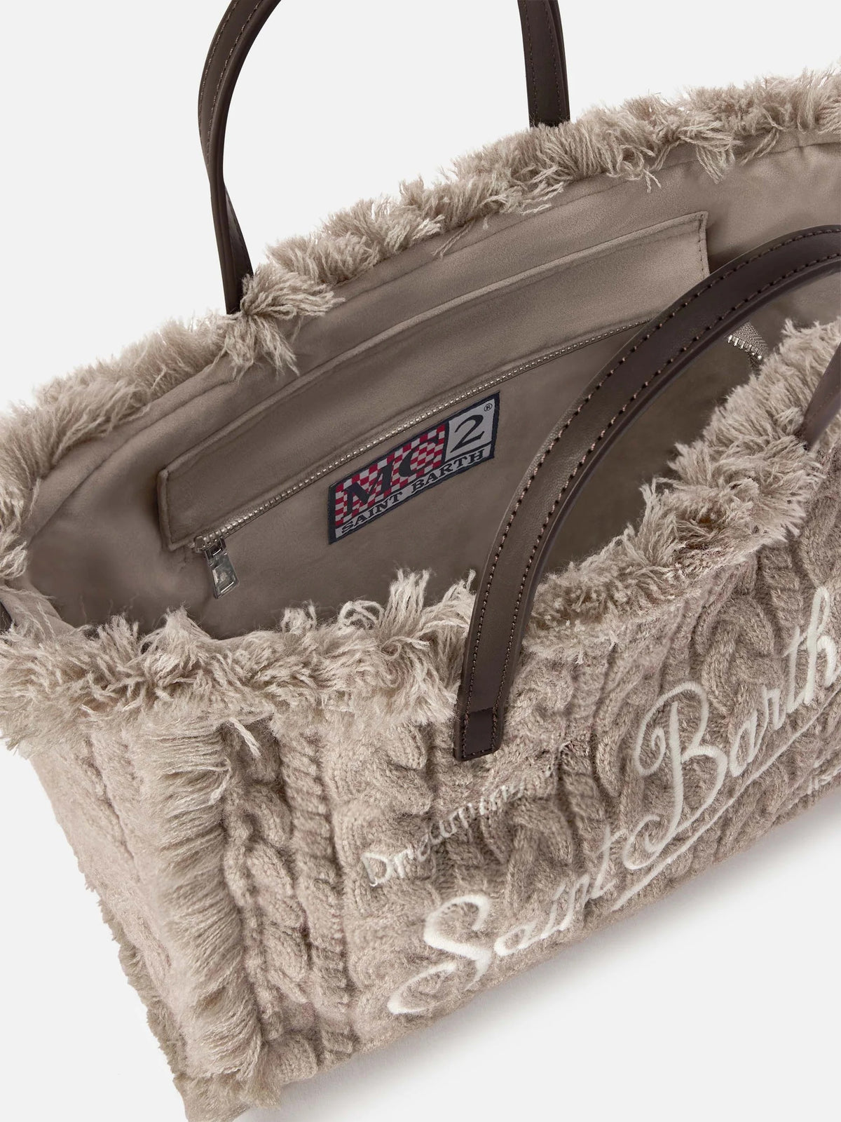 Borsa Colette grigia con lavorazione a trecce<BR/> COL0047 00462M MC2 SAINT BARTH 