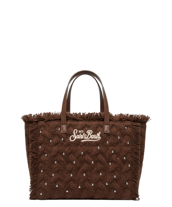 Borsa Colette Wool Braid marrone con strass<BR/> COL0047 04120M MC2 SAINT BARTH 