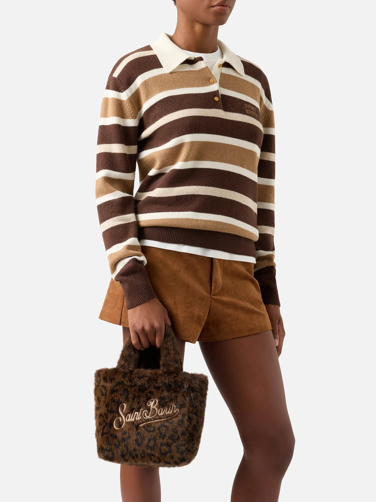 Borsa Mini Vanity Soft in effetto pelliccia con stampa leopardata<BR/> VAMI021 00212M MC2 SAINT BARTH 