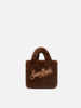 Borsa Mini Vanity Soft marrone in effetto pelliccia con ricamo logo