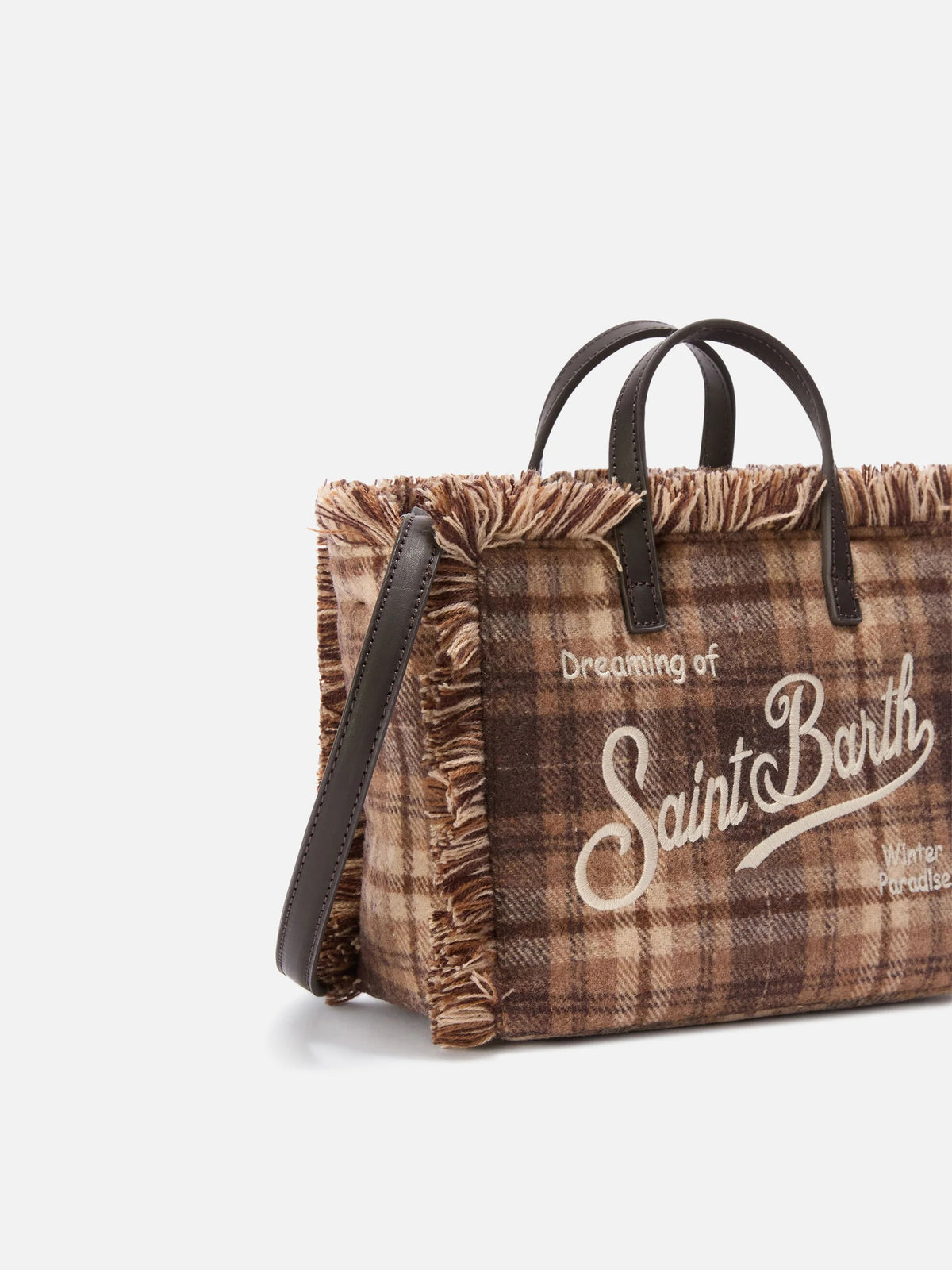 Borsa Mini Vanity in misto lana con motivo tartan<BR/> VAMI031 00470M MC2 SAINT BARTH 