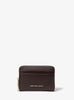 Porta carte di credito zip-around Jet Set piccolo in pelle martellata