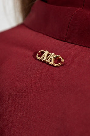 Camicia in raso bordeaux con fiocco decorativo sullo scollo. MF640I8AYJ 602 MICHAEL KORS 