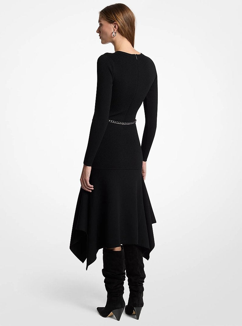 Abito in lana stretch con orlo a fazzoletto<BR/> MF683P24VR 001 MICHAEL KORS 