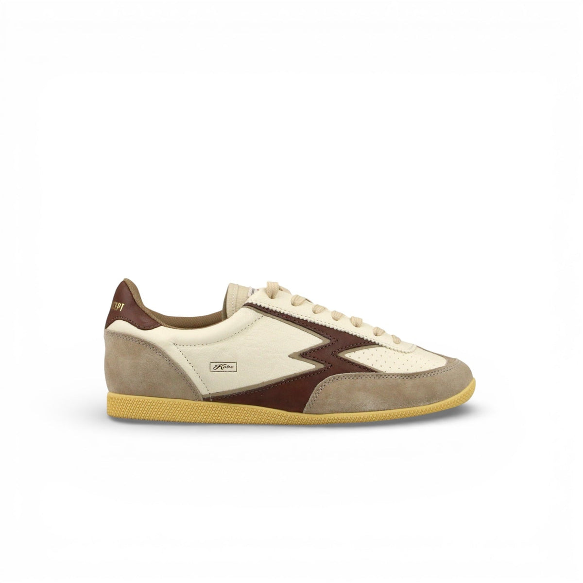 SNEAKER KOBE IN PELLE TRAFORATA E DETTAGLI BEIGE E NABUK CACAO KO377M MILK MOACONCEPT 