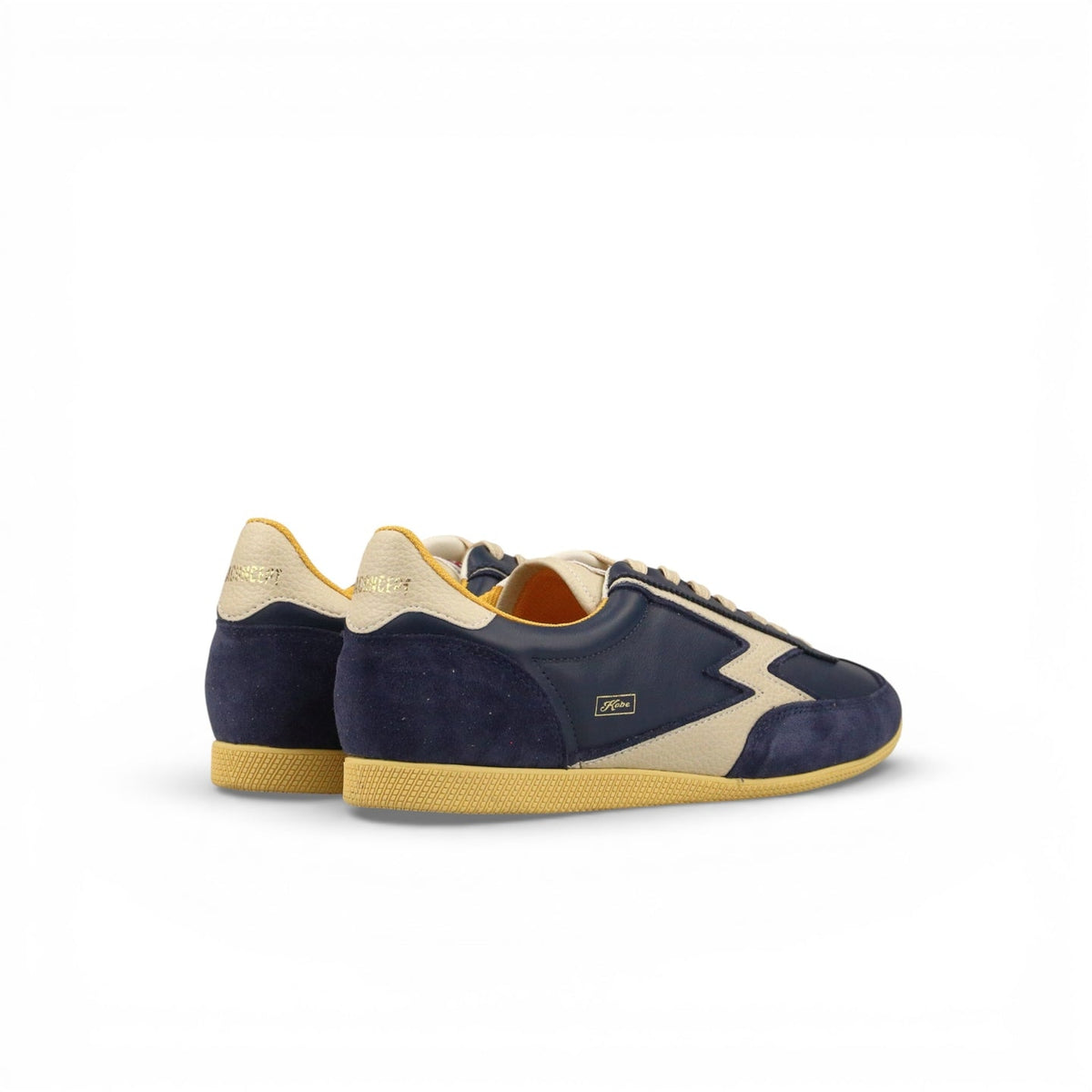 SNEAKER KOBE IN PELLE BLU NAVY E LOGO IN PELLE MARTELLATA BURRO<BR/> KO378M NAVY MOACONCEPT 