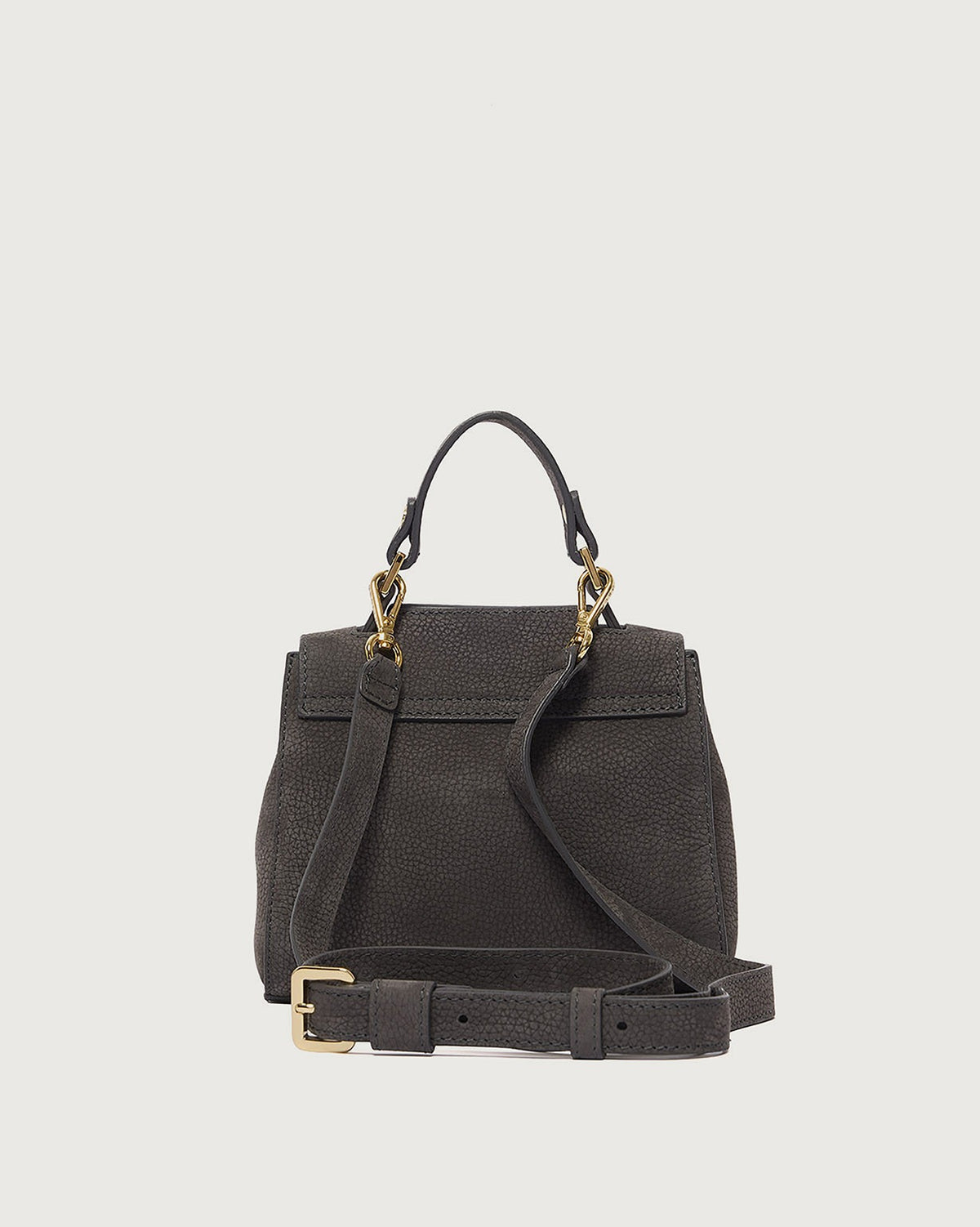 Borsa Sveva Nabucco Mini a mano in pelle nabuk con tracolla<BR/> B02019NBU CARBONE ORCIANI 