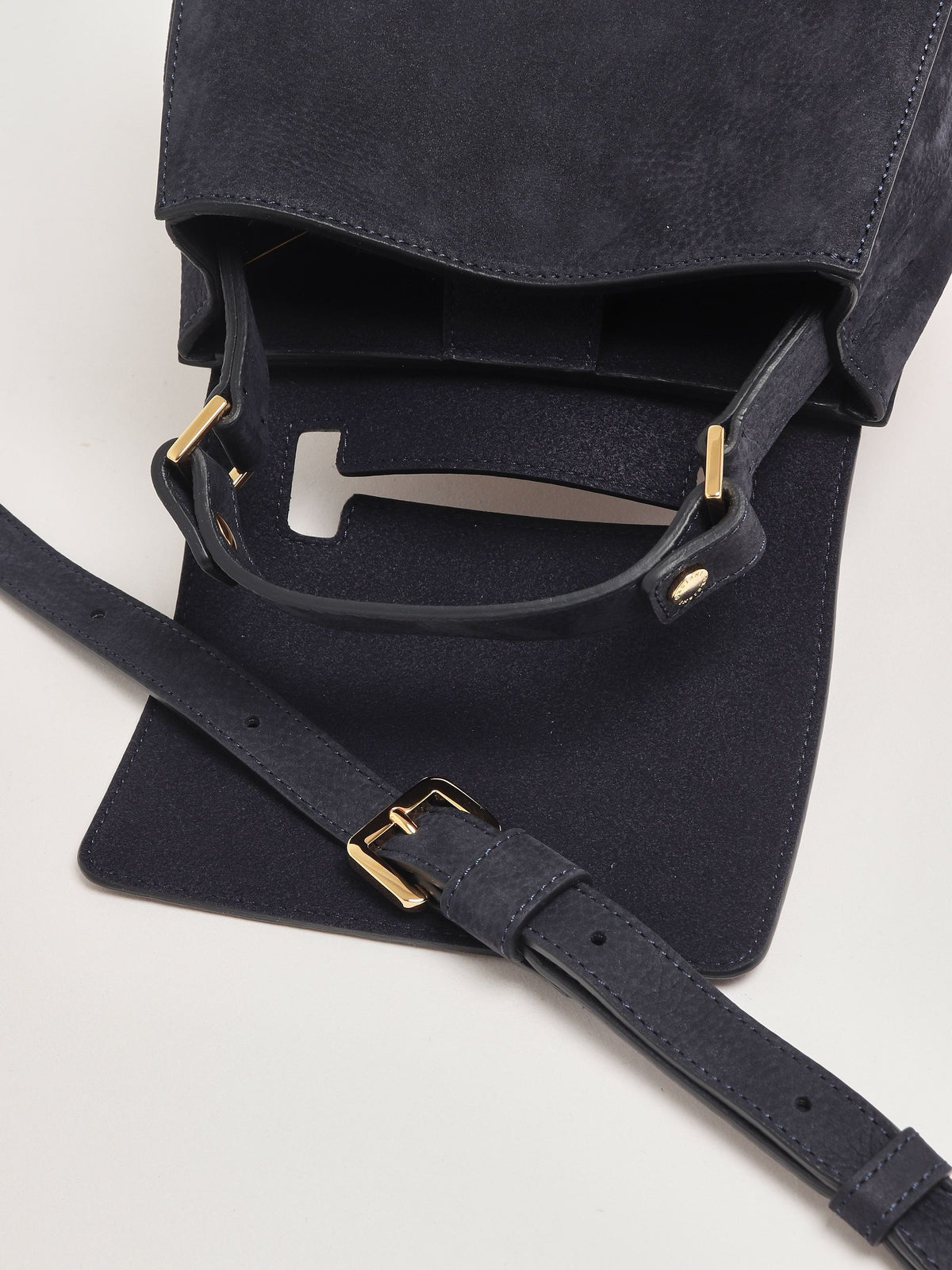 Borsa Sveva Nabucco Mini a mano in pelle nabuk con tracolla<BR/> B02019NBU NOTTE ORCIANI 