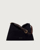 Borsa Trinity Peach Oro Midi a spalla in suede e cuoio