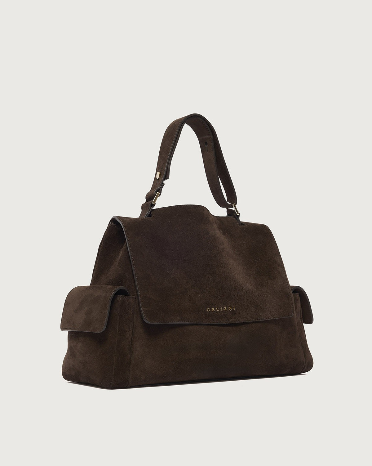 Borsa Sveva Peach Cargo Midi a spalla in suede<BR/> BP2006PEO MORO ORCIANI 