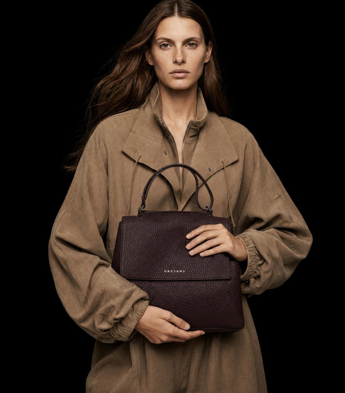 Borsa Sveva Soft Midi a spalla in pelle con tracolla<BR/> BT2006SOF BURGUNDY ORCIANI 