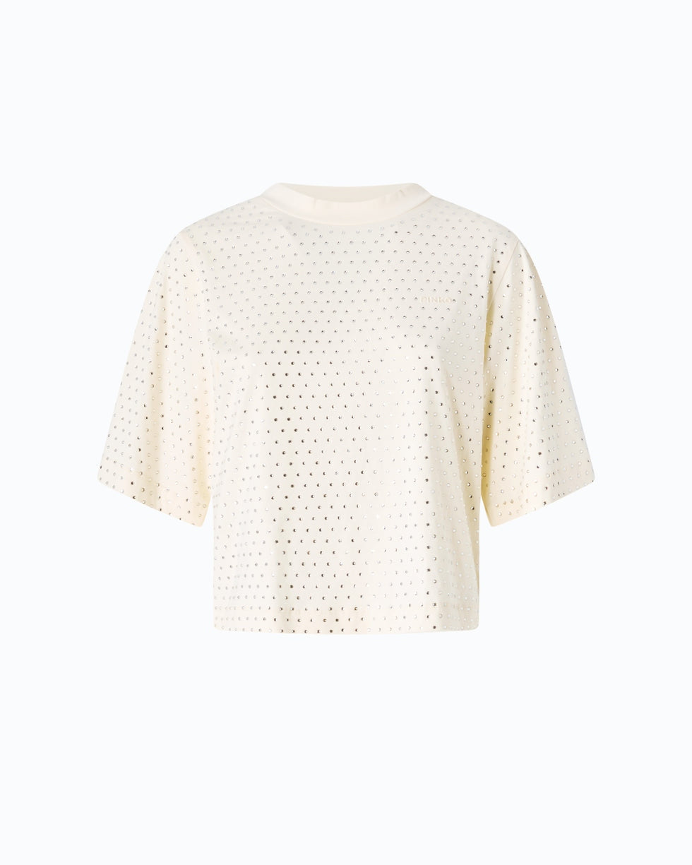 PINKO T-shirt con strass e logo 104604A3GY H02 PINKO 