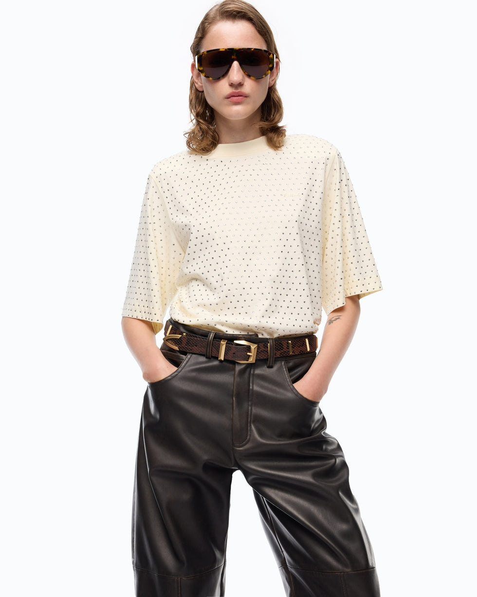 PINKO T-shirt con strass e logo 104604A3GY H02 PINKO 