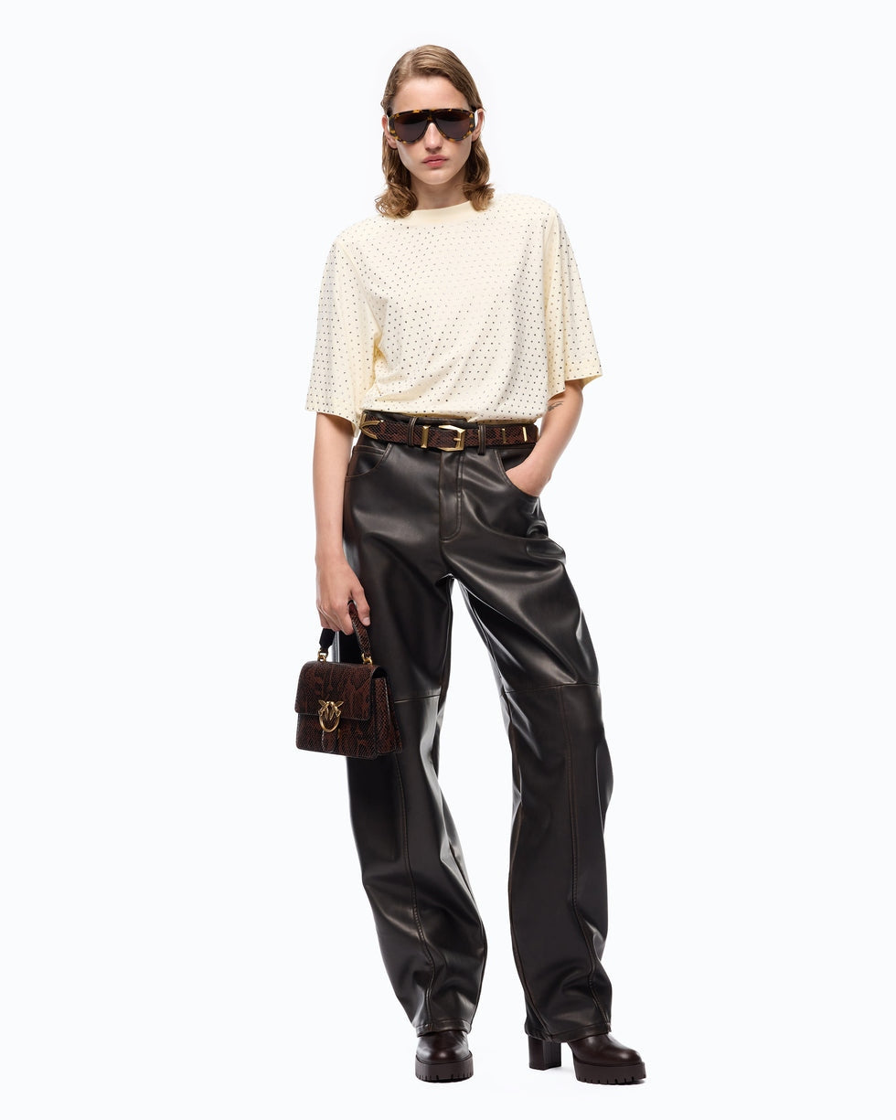 PINKO T-shirt con strass e logo 104604A3GY H02 PINKO 