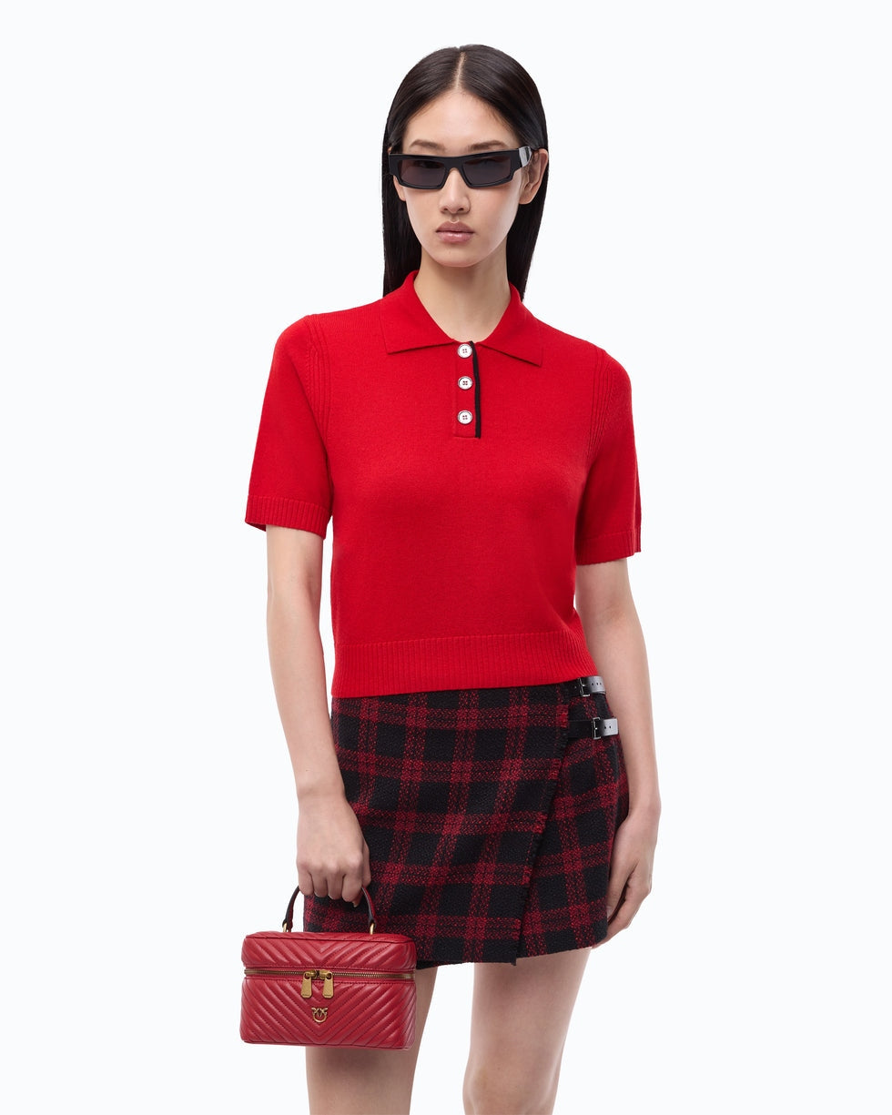 Polo cropped in lana e cashmere gorgona 105450A3G1 R66 PINKO 