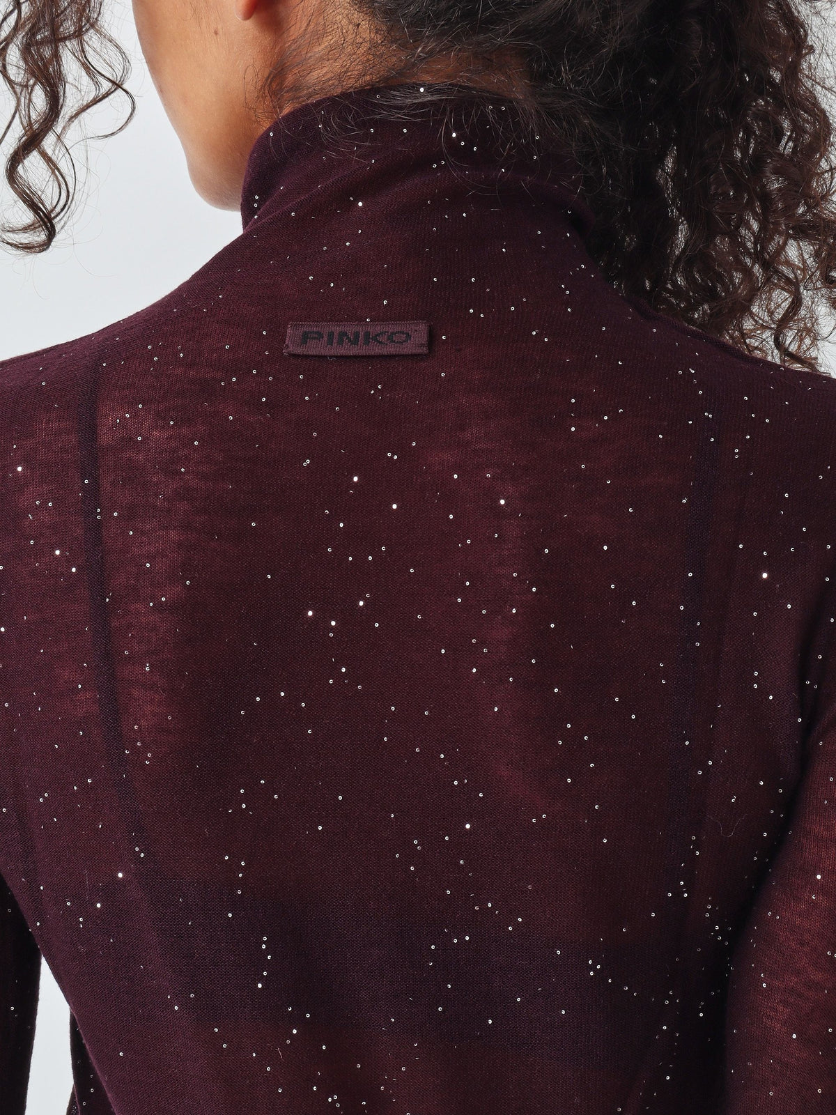 Maglia aderente a collo alto con micro paillettes moss<BR/> 105821A2PM W63 PINKO 