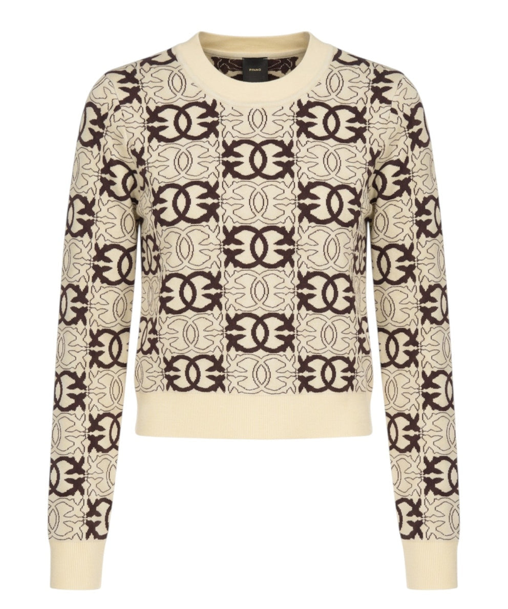 PINKO maglia cropped con logo jacquard "Love Birds". 106041A2YD CL1 PINKO 