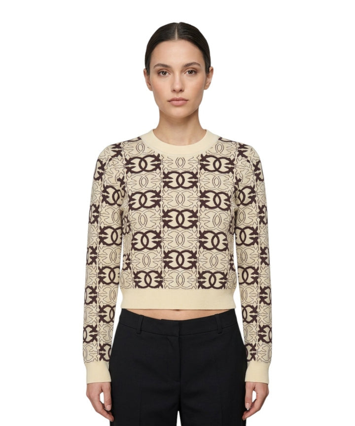 PINKO maglia cropped con logo jacquard "Love Birds". 106041A2YD CL1 PINKO 