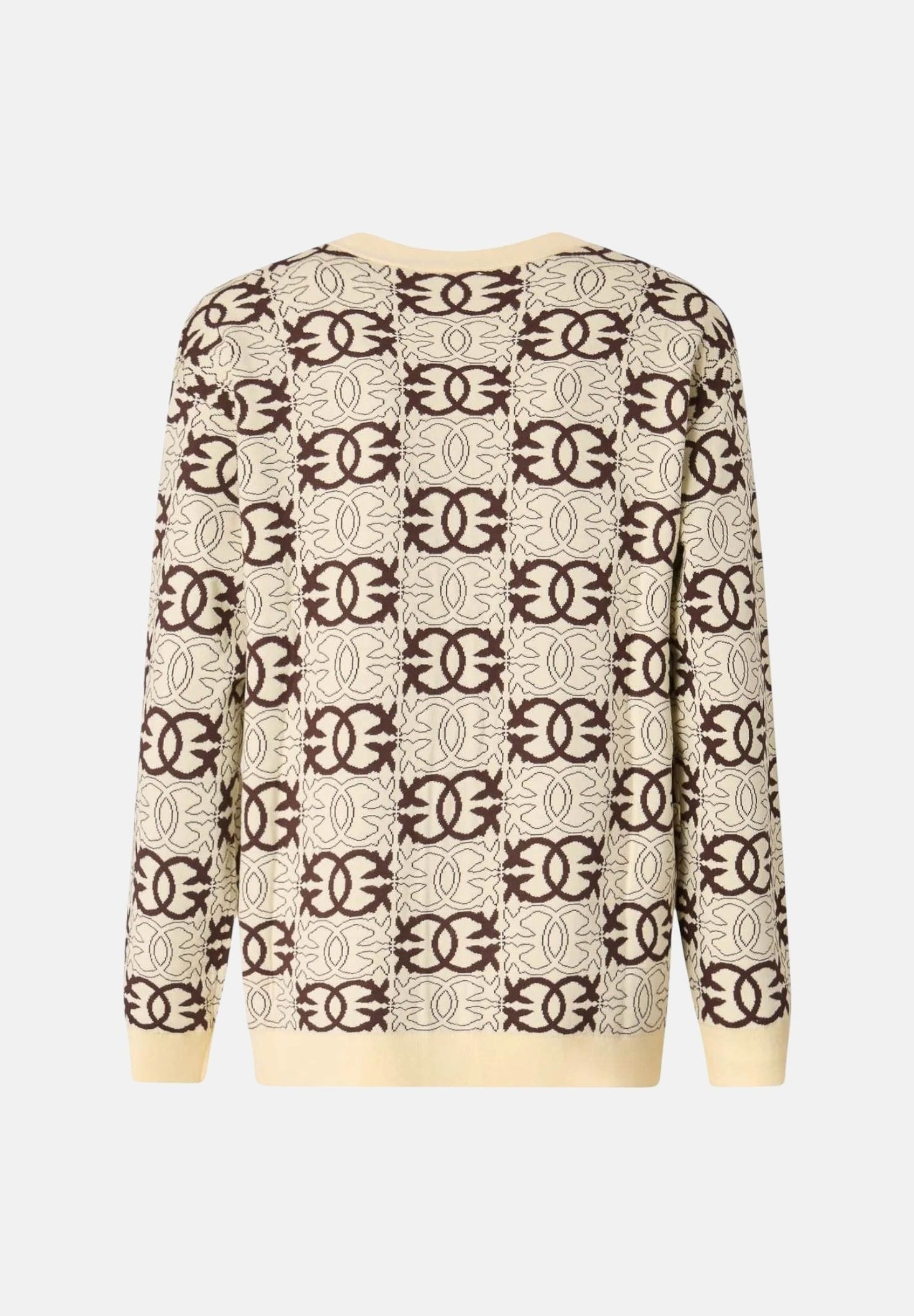 PINKO Cardigan HALG BREED beige e marrone da donna con motivo logo geometrico all over. 106042A2YD CL1 PINKO 