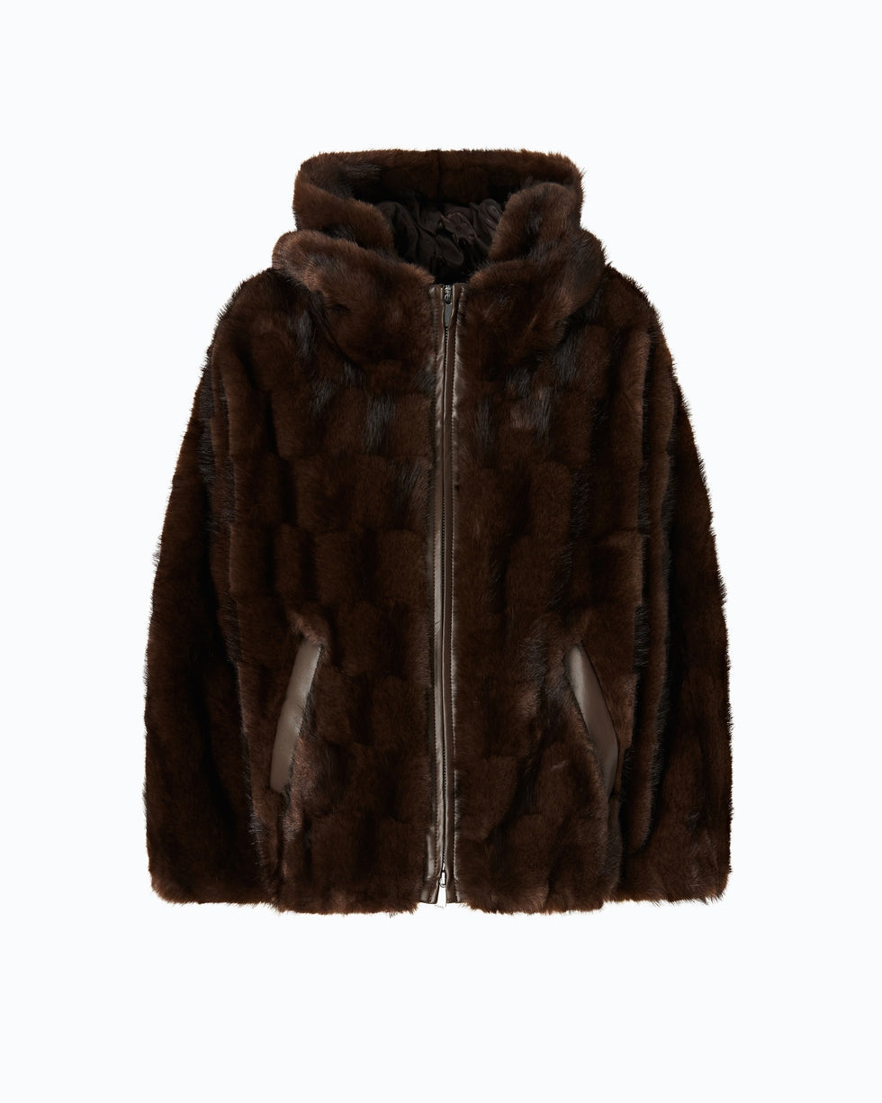 PINKO Giacca blouson effetto pelliccia con cappuccio<BR/> 107054A3C5 M11 PINKO 