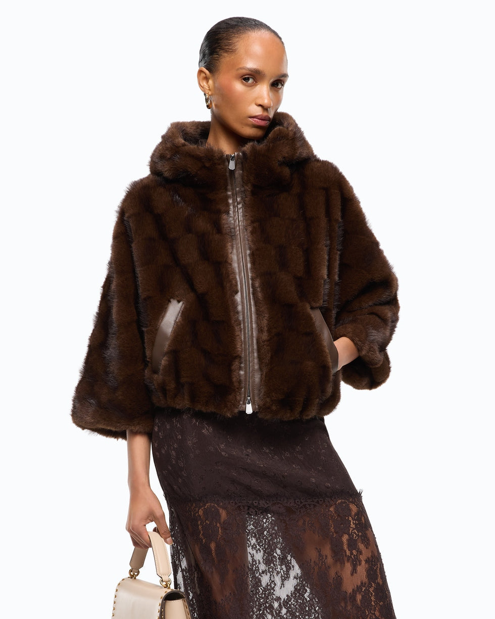 PINKO Giacca blouson effetto pelliccia con cappuccio<BR/> 107054A3C5 M11 PINKO 