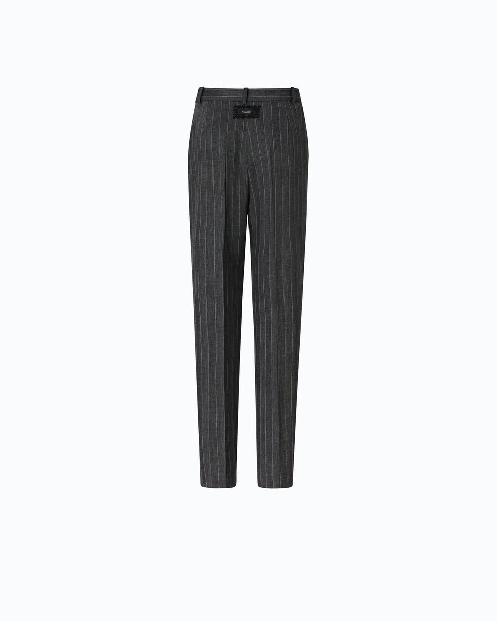 Pantaloni a sigaretta gessati in misto lana stretch pleione 107264A3FF IN4 PINKO 