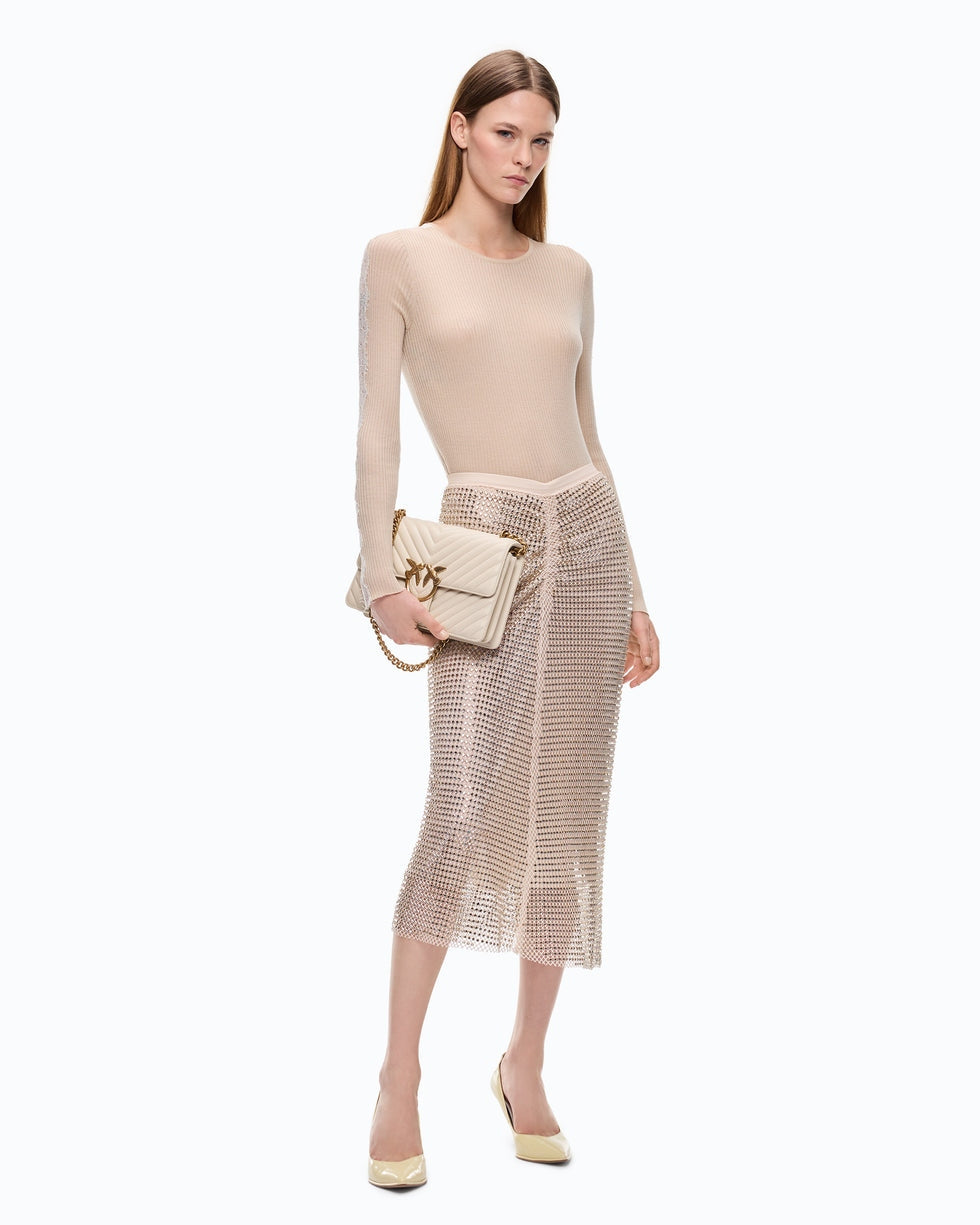 PINKO Maglia a costine con pizzo 107269A3I0 I20 PINKO 