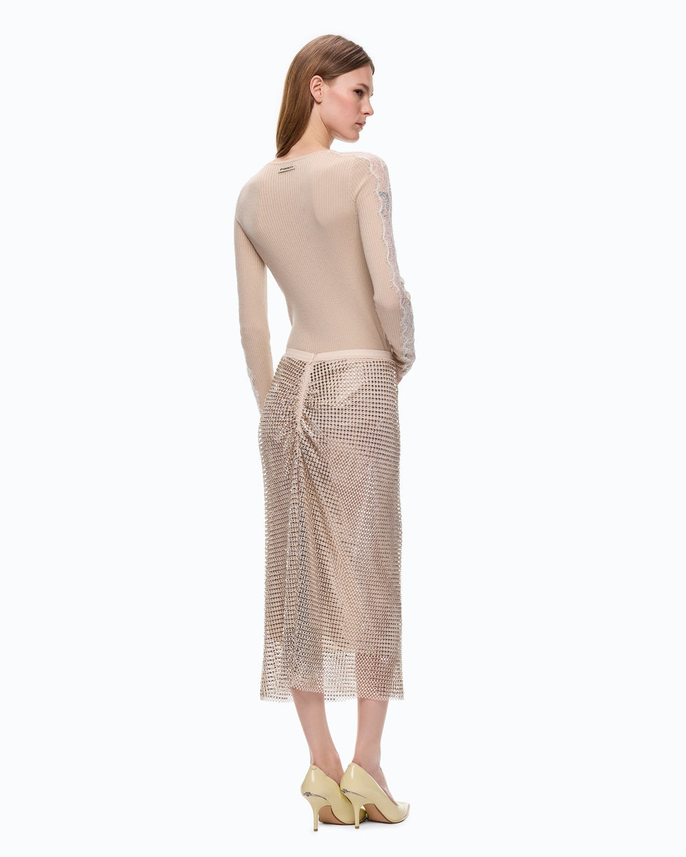 PINKO Maglia a costine con pizzo 107269A3I0 I20 PINKO 