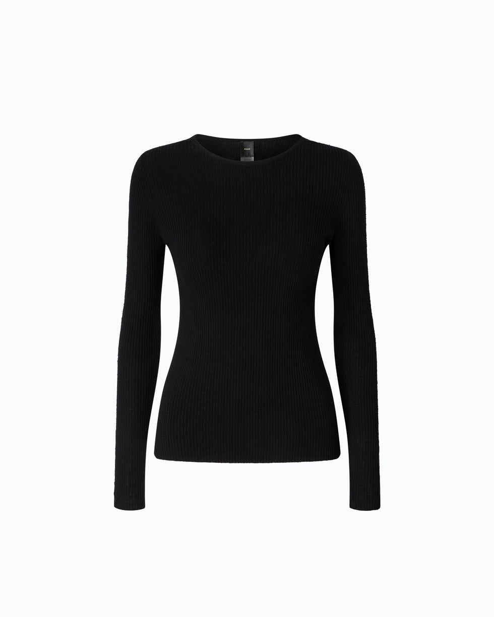 PINKO Maglia a costine con pizzo<BR/> 107269A3I0 Z99 PINKO 