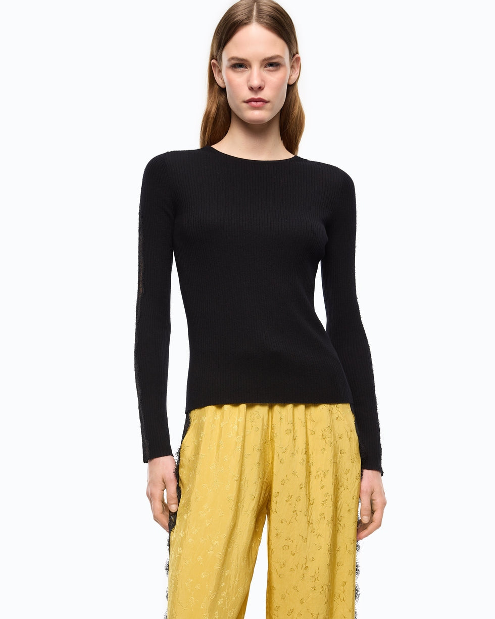 PINKO Maglia a costine con pizzo<BR/> 107269A3I0 Z99 PINKO 