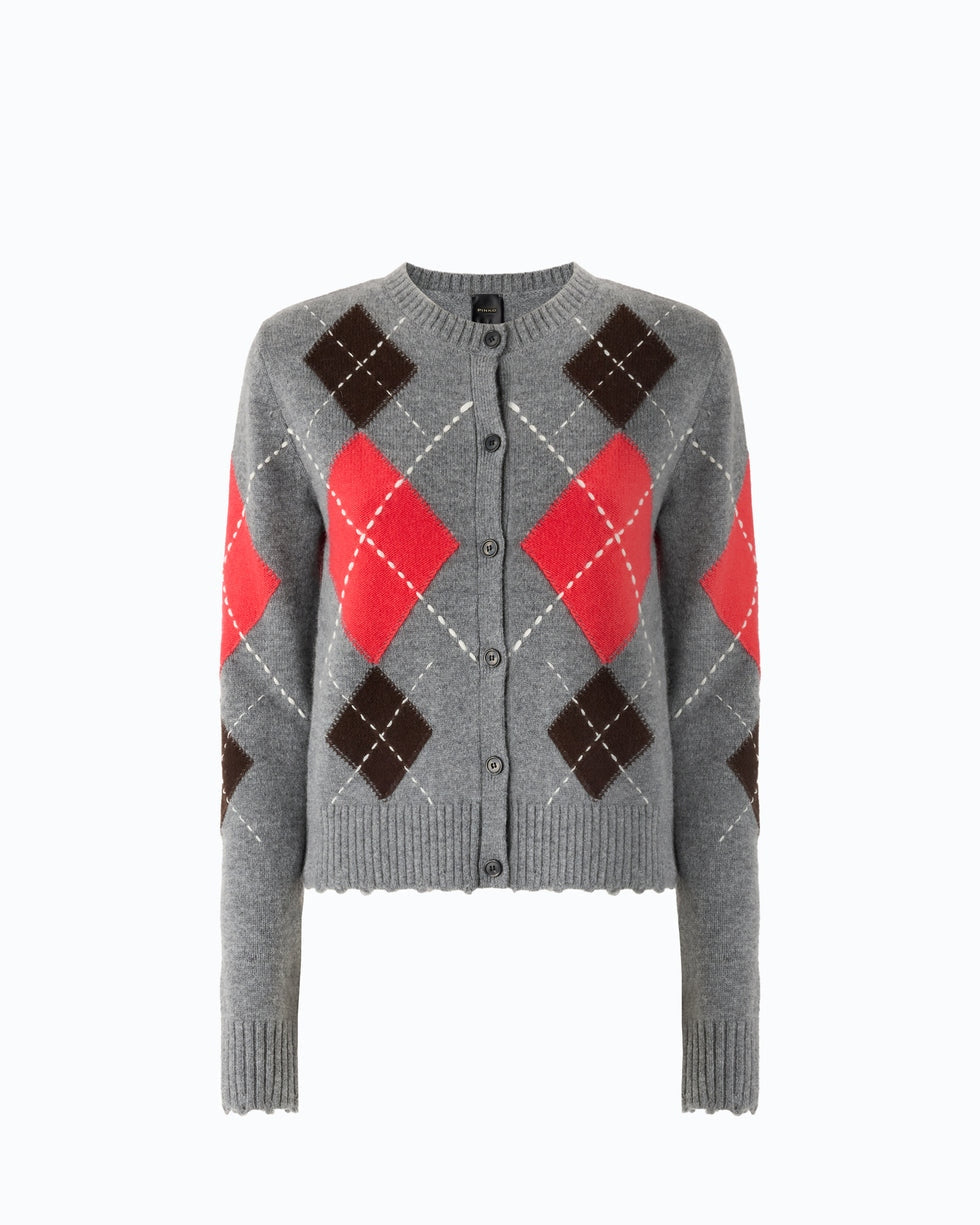 PINKO Cardigan girocollo in lana e cashmere a rombi<BR/> 107284A3IE IL1 PINKO 