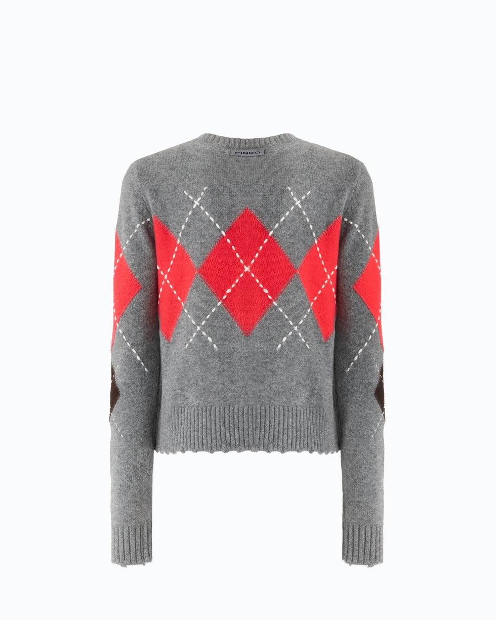 PINKO Cardigan girocollo in lana e cashmere a rombi<BR/> 107284A3IE IL1 PINKO 