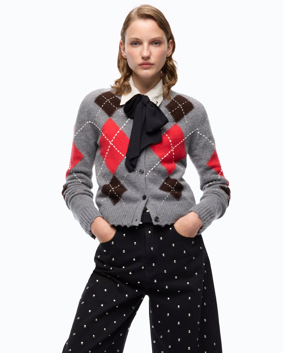 PINKO Cardigan girocollo in lana e cashmere a rombi<BR/> 107284A3IE IL1 PINKO 