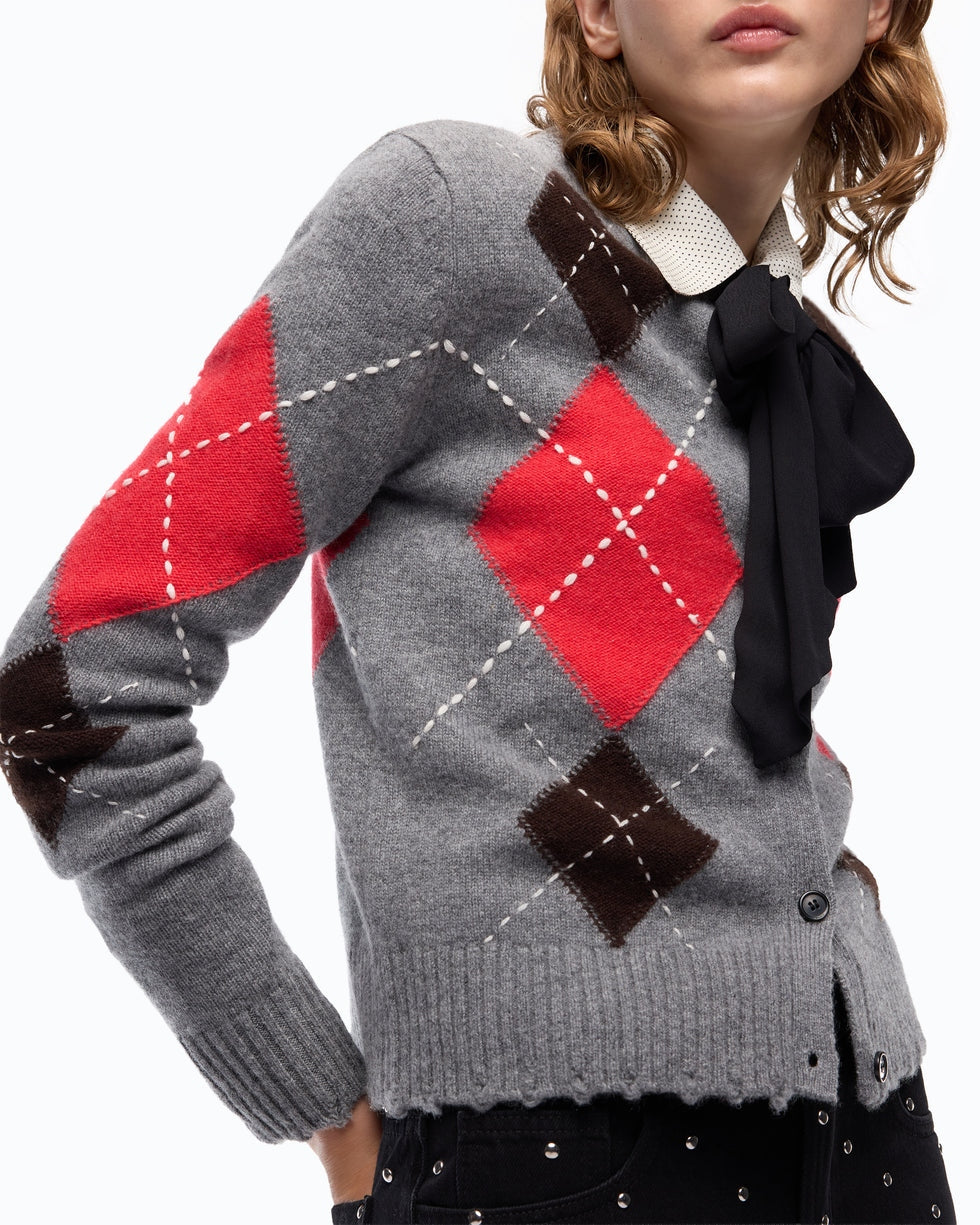 PINKO Cardigan girocollo in lana e cashmere a rombi<BR/> 107284A3IE IL1 PINKO 