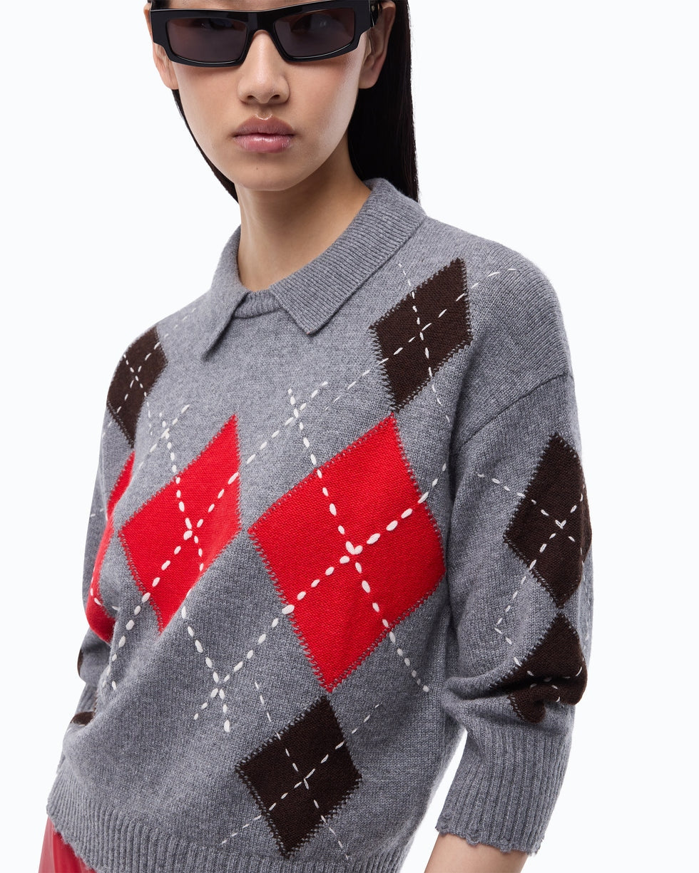 Maglia in lana e cashmere a rombi cork 107286A3IE YN2 PINKO 