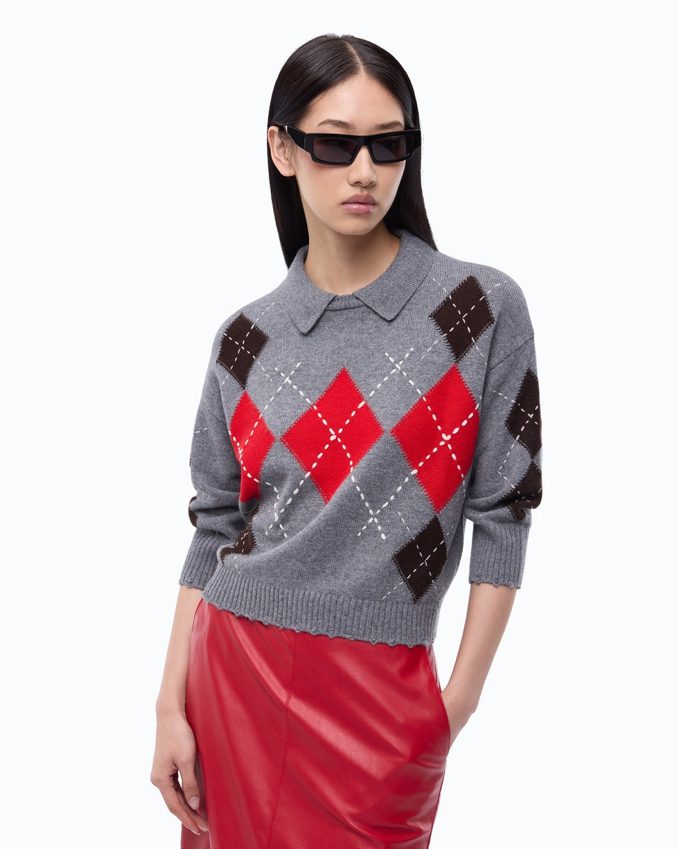 Maglia in lana e cashmere a rombi cork 107286A3IE YN2 PINKO 