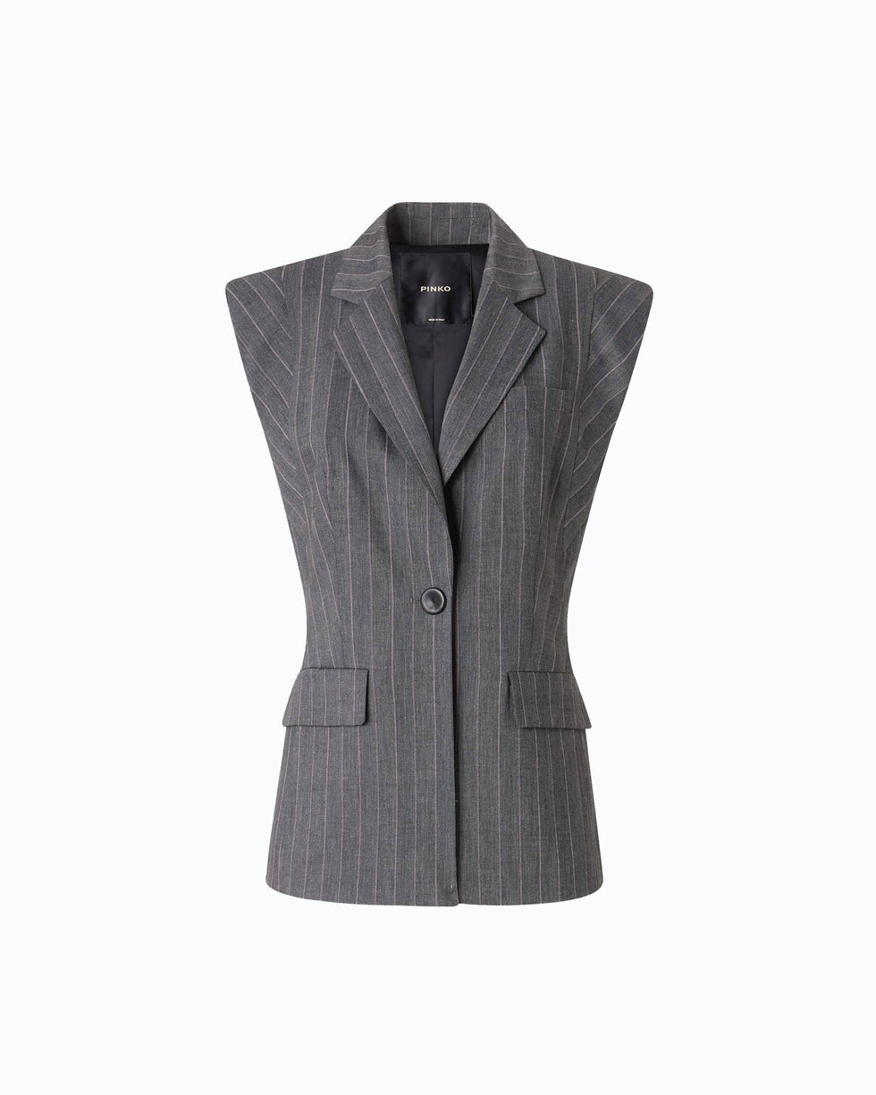 Gilet gessato in misto lana genista 107428A3FF IN4 PINKO 